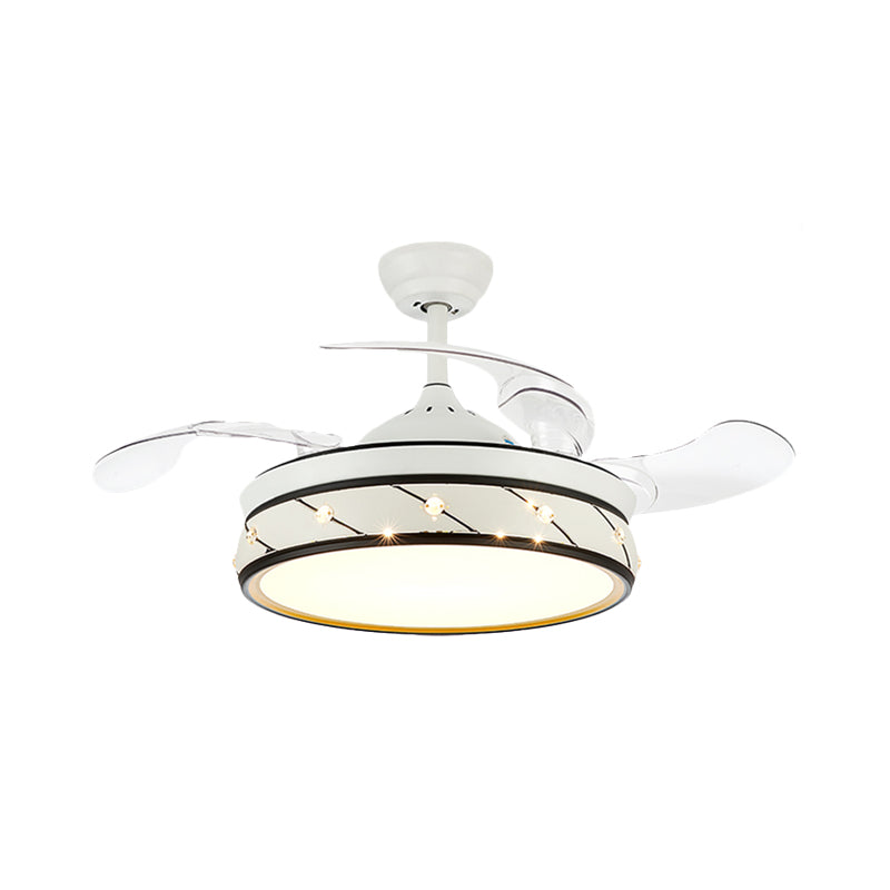 19.5" Wide White LED Semi Flush Light Simple Metal Round Flush Mount Ceiling Fan with 3 Blades Clearhalo 'Ceiling Fans with Lights' 'Ceiling Fans' Lighting' 923828