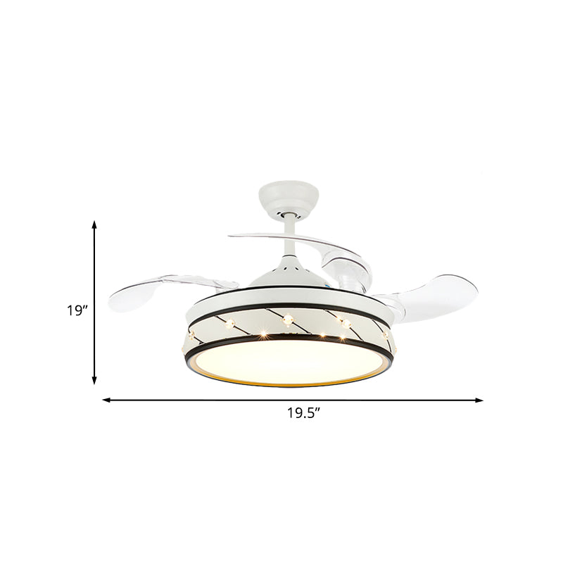 19.5" Wide White LED Semi Flush Light Simple Metal Round Flush Mount Ceiling Fan with 3 Blades Clearhalo 'Ceiling Fans with Lights' 'Ceiling Fans' Lighting' 923829