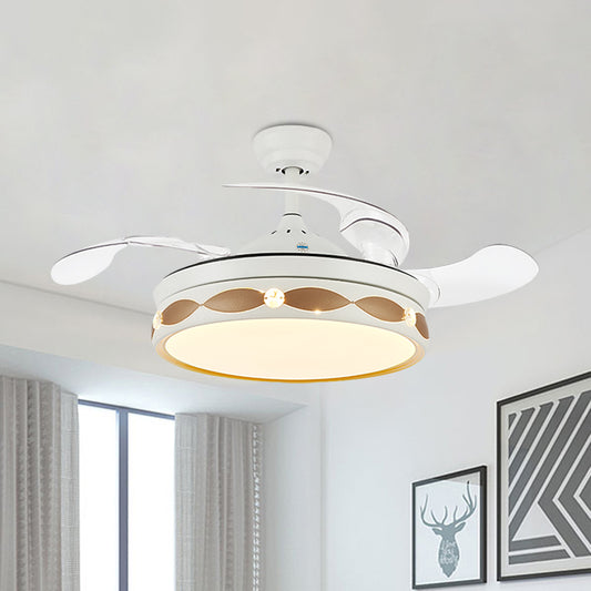 19.5" Wide White LED Semi Flush Light Simple Metal Round Flush Mount Ceiling Fan with 3 Blades White B Clearhalo 'Ceiling Fans with Lights' 'Ceiling Fans' Lighting' 923830