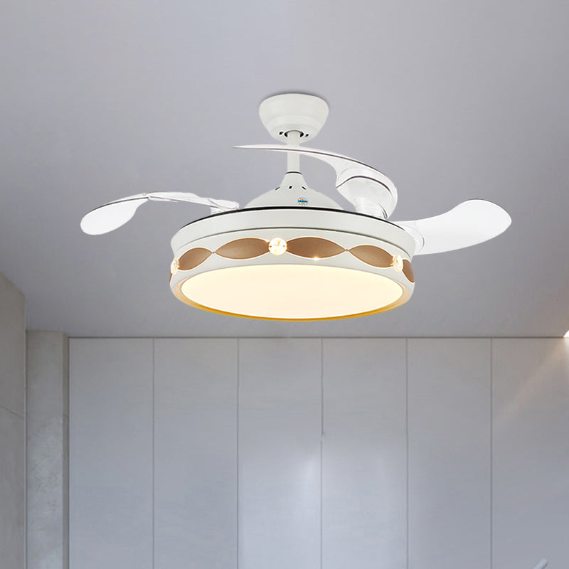 19.5" Wide White LED Semi Flush Light Simple Metal Round Flush Mount Ceiling Fan with 3 Blades Clearhalo 'Ceiling Fans with Lights' 'Ceiling Fans' Lighting' 923831
