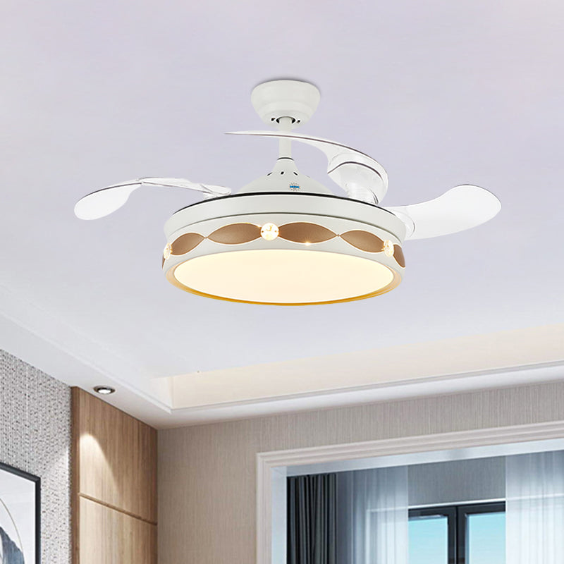 19.5" Wide White LED Semi Flush Light Simple Metal Round Flush Mount Ceiling Fan with 3 Blades Clearhalo 'Ceiling Fans with Lights' 'Ceiling Fans' Lighting' 923832
