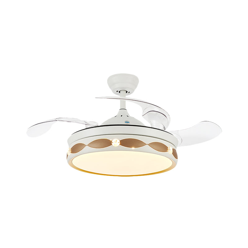 19.5" Wide White LED Semi Flush Light Simple Metal Round Flush Mount Ceiling Fan with 3 Blades Clearhalo 'Ceiling Fans with Lights' 'Ceiling Fans' Lighting' 923833