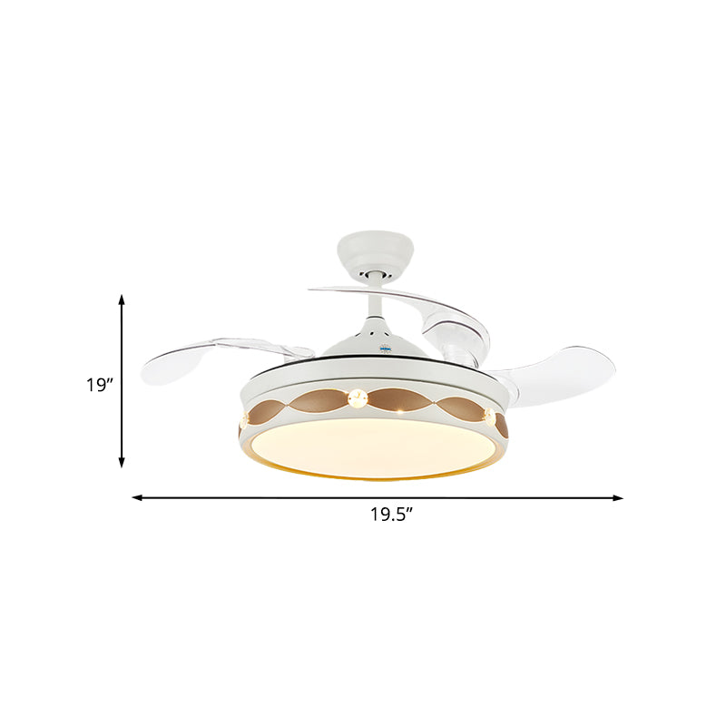 19.5" Wide White LED Semi Flush Light Simple Metal Round Flush Mount Ceiling Fan with 3 Blades Clearhalo 'Ceiling Fans with Lights' 'Ceiling Fans' Lighting' 923834
