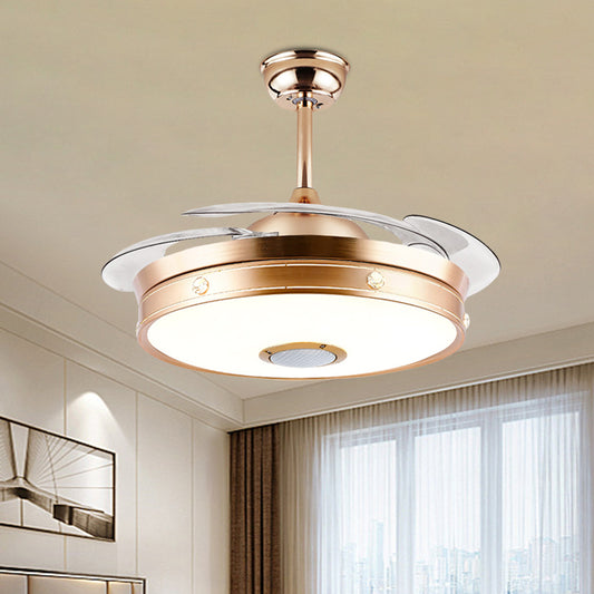 Minimalistic Round Flush Ceiling Fan 3 Blades Metal LED Semi Flush Light in Gold, 19" Width Clearhalo 'Ceiling Fans with Lights' 'Ceiling Fans' Lighting' 923864