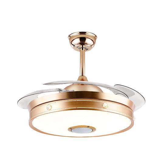 Minimalistic Round Flush Ceiling Fan 3 Blades Metal LED Semi Flush Light in Gold, 19" Width Clearhalo 'Ceiling Fans with Lights' 'Ceiling Fans' Lighting' 923865