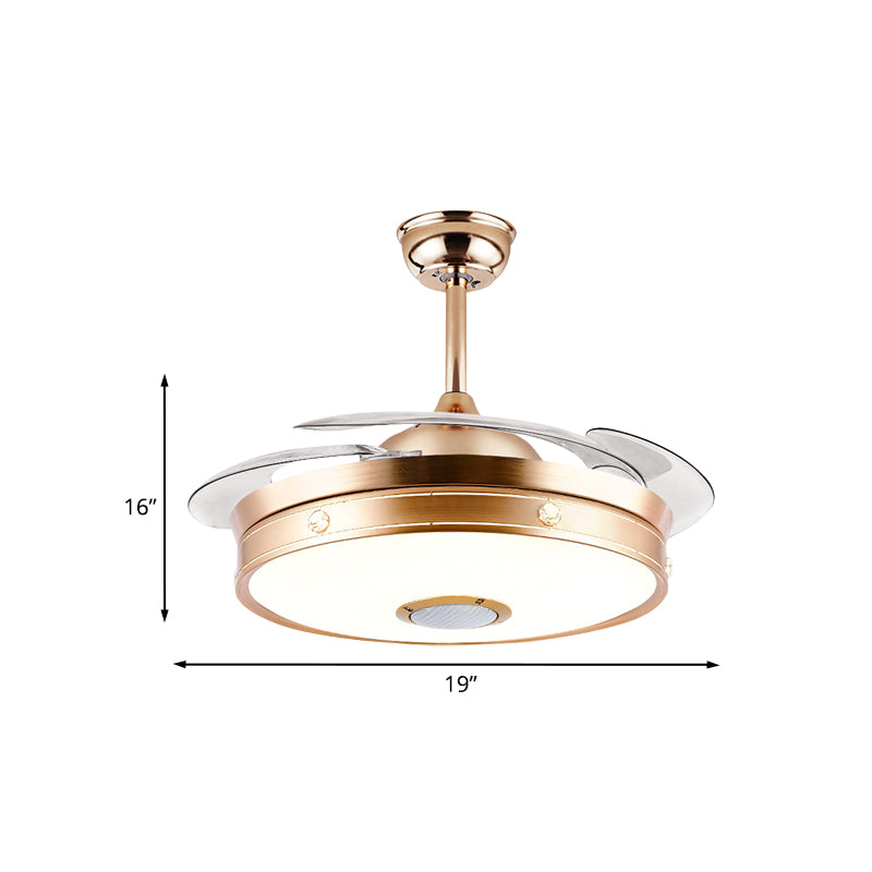 Minimalistic Round Flush Ceiling Fan 3 Blades Metal LED Semi Flush Light in Gold, 19" Width Clearhalo 'Ceiling Fans with Lights' 'Ceiling Fans' Lighting' 923866