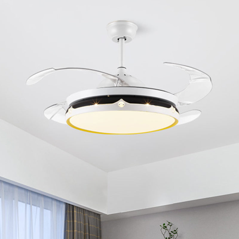 19" W LED Flush Mount Ceiling Fan Light Nordic Scalloped Metallic Semi Flush in Black and White, 4 Blades White Clearhalo 'Ceiling Fans with Lights' 'Ceiling Fans' Lighting' 923867