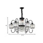 Black 6 Lights Suspension Lighting Modern Crystal Cylindrical Chandelier with Oval Arm Clearhalo 'Ceiling Lights' 'Chandeliers' Lighting' options 923898