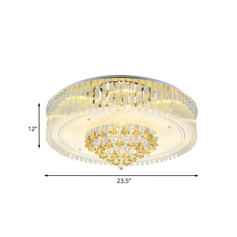 Hollowed Out Drum LED Flush Ceiling Light Modernism Clear Crystal Flush Mount Lighting Fixture Clearhalo 'Ceiling Lights' 'Close To Ceiling Lights' 'Close to ceiling' 'Flush mount' Lighting' 923978