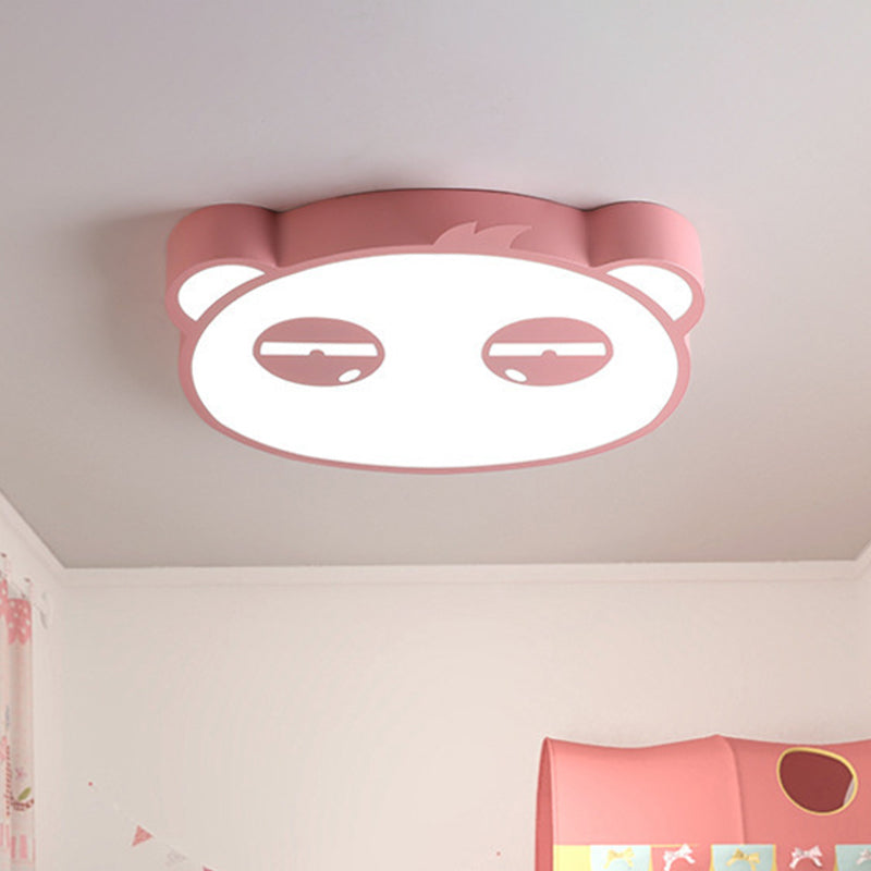Cartoon LED Ceiling Mounted Light with Acrylic Shade Pink/Green/Blue Finish Panda Shape Flush Lamp for Kids Bedroom Pink Clearhalo 'Ceiling Lights' 'Close To Ceiling Lights' 'Close to ceiling' 'Flush mount' Lighting' 924057