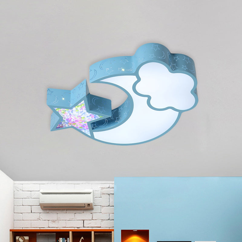 Acrylic Starry Sky Flush Light Fixture Nordic LED Flush Mounted Lamp in White/Pink/Blue for Child Bedroom Clearhalo 'Ceiling Lights' 'Close To Ceiling Lights' 'Close to ceiling' 'Flush mount' Lighting' 924086