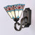 Geometric Wall Mount Fixture Tiffany Style Mission Stained Glass 1 Light Wall Sconce in Pink/Brown/Orange-Yellow/Light Blue for Corridor Pink Clearhalo 'Industrial' 'Middle century wall lights' 'Tiffany wall lights' 'Tiffany' 'Wall Lamps & Sconces' 'Wall Lights' Lighting' 92435