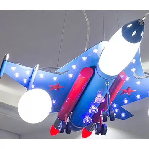 Blue Air Plane Chandelier Contemporary Cool Metal Hanging Lamp for Game Room Bedroom Clearhalo 'Ceiling Lights' 'Chandeliers' Lighting' options 92550