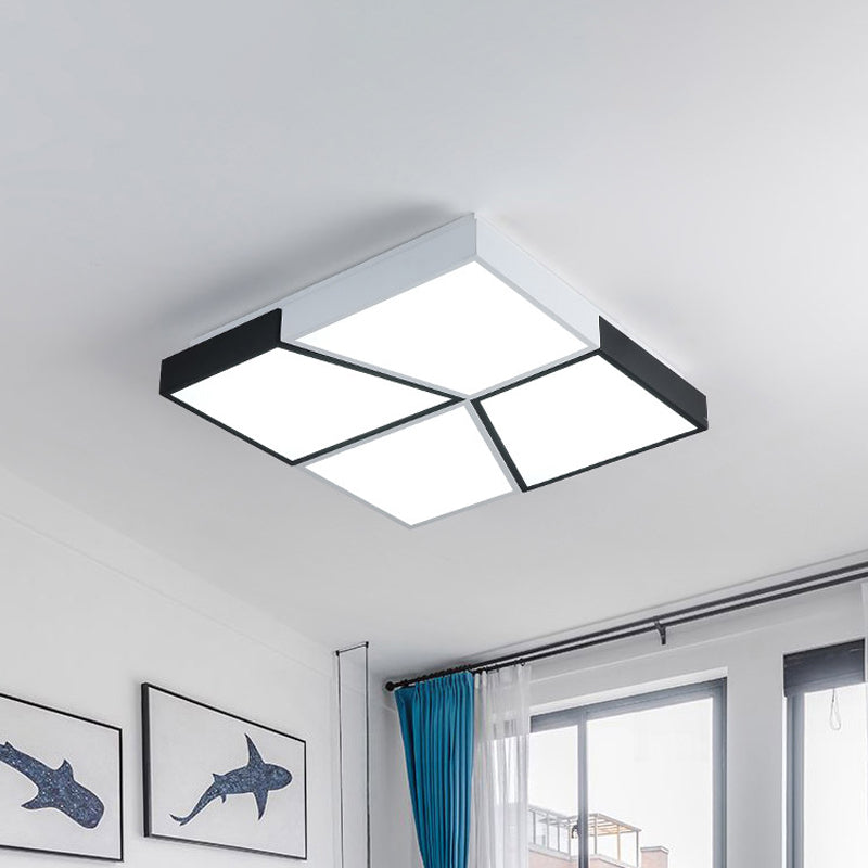 19.5"/35.5"/47" Modern Square Ceiling Light Fixture Acrylic Shade LED Black and White Flush Ceiling Light for Living Room in Warm/White Clearhalo 'Ceiling Lights' 'Close To Ceiling Lights' 'Close to ceiling' 'Flush mount' Lighting' 926368