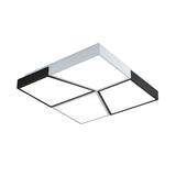 19.5"/35.5"/47" Modern Square Ceiling Light Fixture Acrylic Shade LED Black and White Flush Ceiling Light for Living Room in Warm/White Clearhalo 'Ceiling Lights' 'Close To Ceiling Lights' 'Close to ceiling' 'Flush mount' Lighting' 926369