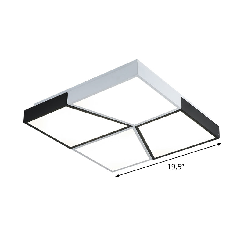 19.5"/35.5"/47" Modern Square Ceiling Light Fixture Acrylic Shade LED Black and White Flush Ceiling Light for Living Room in Warm/White Clearhalo 'Ceiling Lights' 'Close To Ceiling Lights' 'Close to ceiling' 'Flush mount' Lighting' 926370