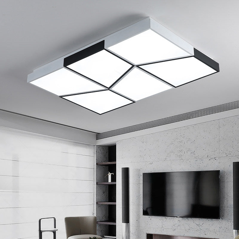 19.5"/35.5"/47" Modern Square Ceiling Light Fixture Acrylic Shade LED Black and White Flush Ceiling Light for Living Room in Warm/White Clearhalo 'Ceiling Lights' 'Close To Ceiling Lights' 'Close to ceiling' 'Flush mount' Lighting' 926372