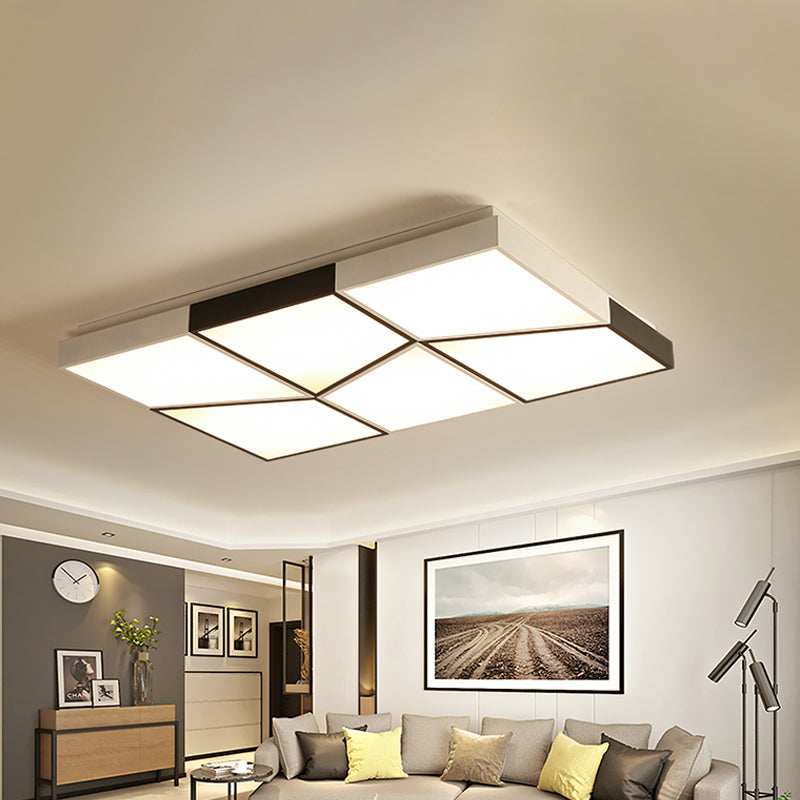 19.5"/35.5"/47" Modern Square Ceiling Light Fixture Acrylic Shade LED Black and White Flush Ceiling Light for Living Room in Warm/White Clearhalo 'Ceiling Lights' 'Close To Ceiling Lights' 'Close to ceiling' 'Flush mount' Lighting' 926373