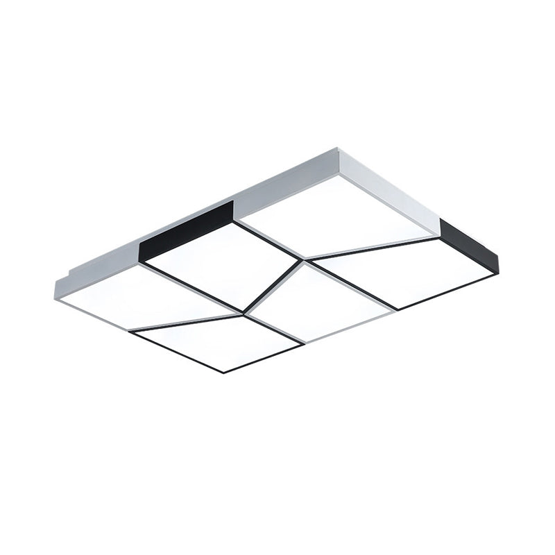 19.5"/35.5"/47" Modern Square Ceiling Light Fixture Acrylic Shade LED Black and White Flush Ceiling Light for Living Room in Warm/White Clearhalo 'Ceiling Lights' 'Close To Ceiling Lights' 'Close to ceiling' 'Flush mount' Lighting' 926374