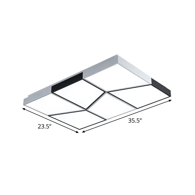 19.5"/35.5"/47" Modern Square Ceiling Light Fixture Acrylic Shade LED Black and White Flush Ceiling Light for Living Room in Warm/White Clearhalo 'Ceiling Lights' 'Close To Ceiling Lights' 'Close to ceiling' 'Flush mount' Lighting' 926375