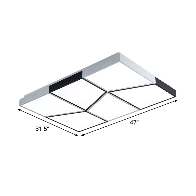 19.5"/35.5"/47" Modern Square Ceiling Light Fixture Acrylic Shade LED Black and White Flush Ceiling Light for Living Room in Warm/White Clearhalo 'Ceiling Lights' 'Close To Ceiling Lights' 'Close to ceiling' 'Flush mount' Lighting' 926376