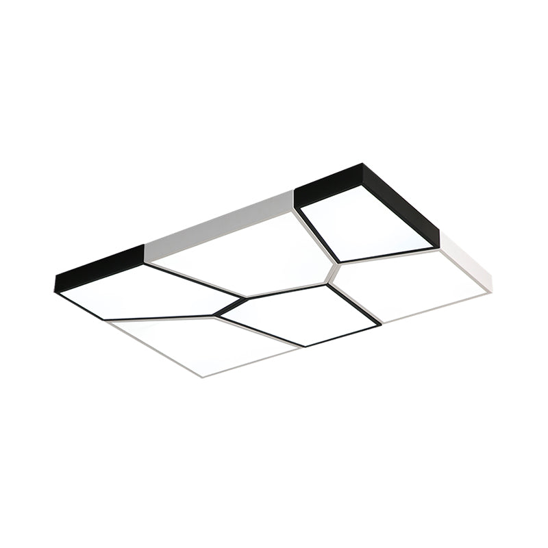 Squared/Rectangular Flush Light Modernism Acrylic 21.5"/38" W LED Bedroom Ceiling Mounted Light in Black/White, White/Warm Light Clearhalo 'Ceiling Lights' 'Close To Ceiling Lights' 'Close to ceiling' 'Flush mount' Lighting' 926488