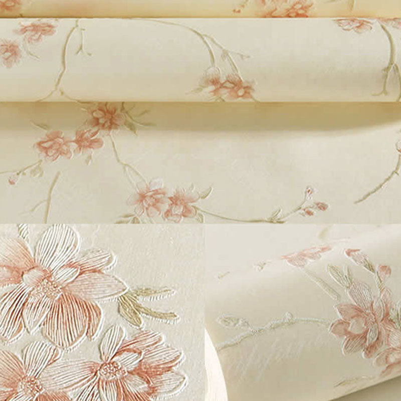 Romantic Flower and Branch Wallpaper Decorative Non-Pasted Wall Covering, 33-foot x 20.5-inch Clearhalo 'Country wall decor' 'Rustic' 'Wallpaper' Wall Decor' 926585