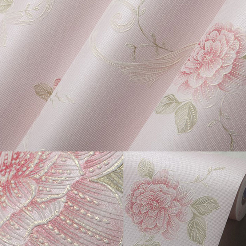 Non-Woven Wallpaper Roll Korean Countryside Non-Pasted Blossoming Flower Wall Covering Clearhalo 'Country wall decor' 'Rustic' 'Wallpaper' Wall Decor' 926690