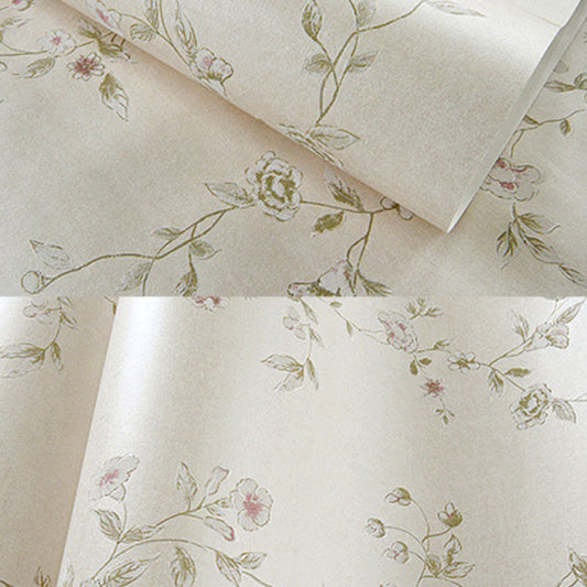 Non-Woven Wallpaper Roll with Entwined Vine and Flower Design, Neutral Color, 20.5"W x 31'L Clearhalo 'Country wall decor' 'Rustic' 'Wallpaper' Wall Decor' 926711