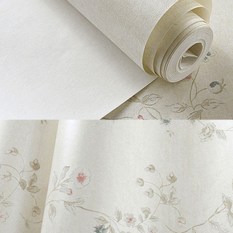 Non-Woven Wallpaper Roll with Entwined Vine and Flower Design, Neutral Color, 20.5"W x 31'L Clearhalo 'Country wall decor' 'Rustic' 'Wallpaper' Wall Decor' 926723