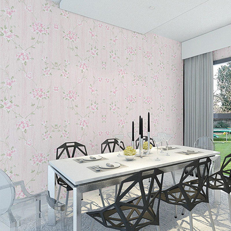 Non-Pasted Wallpaper Roll with Natural Color Garden and Flower Design, 33-foot x 20.5-inch Pink Clearhalo 'Country wall decor' 'Rustic' 'Wallpaper' Wall Decor' 926784