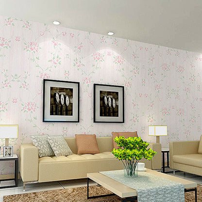 Non-Pasted Wallpaper Roll with Natural Color Garden and Flower Design, 33-foot x 20.5-inch Nude Pink Clearhalo 'Country wall decor' 'Rustic' 'Wallpaper' Wall Decor' 926788