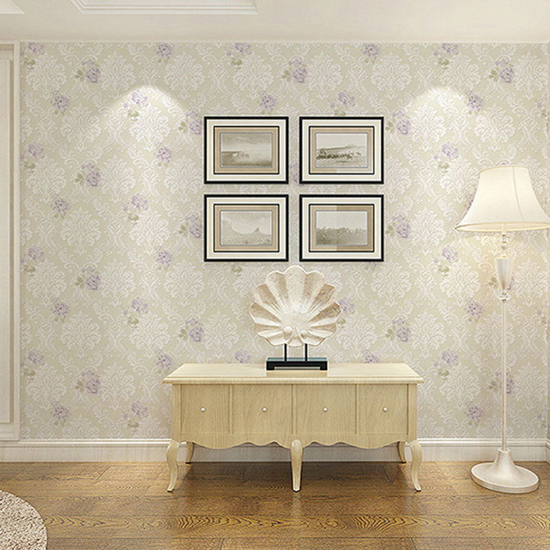 Natural Color Blossom Wall Decor Stain-Resistant Non-Pasted Wallpaper Roll, 33 ft. x 20.5 in Yellow Clearhalo 'Country wall decor' 'Rustic' 'Wallpaper' Wall Decor' 926861