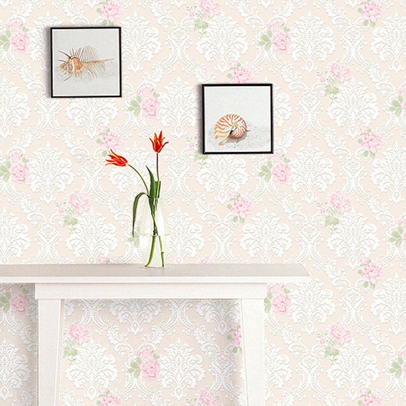 Natural Color Blossom Wall Decor Stain-Resistant Non-Pasted Wallpaper Roll, 33 ft. x 20.5 in Light Pink Clearhalo 'Country wall decor' 'Rustic' 'Wallpaper' Wall Decor' 926864