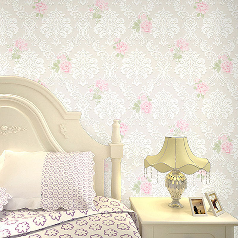 Natural Color Blossom Wall Decor Stain-Resistant Non-Pasted Wallpaper Roll, 33 ft. x 20.5 in Pink Clearhalo 'Country wall decor' 'Rustic' 'Wallpaper' Wall Decor' 926867