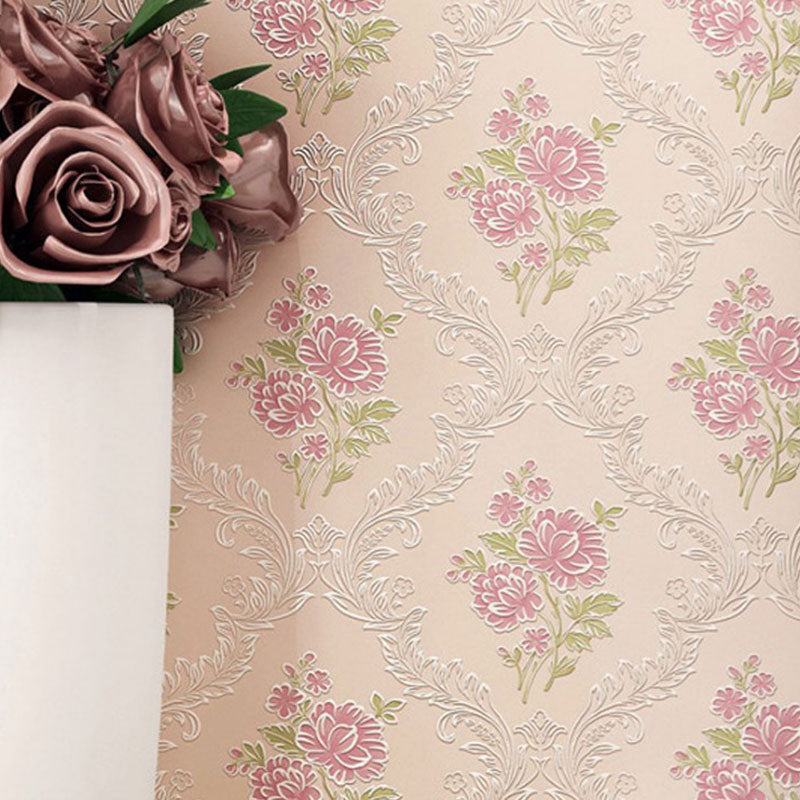 20.5" x 33' Wallpaper Roll Countryside 3D Print Dense Flower Pattern Non-Pasted Wall Covering in Soft Color Purple-Pink Clearhalo 'Country wall decor' 'Rustic' 'Wallpaper' Wall Decor' 926915