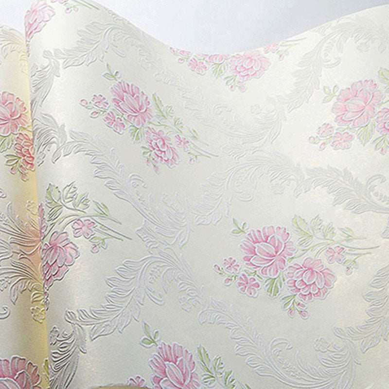 20.5" x 33' Wallpaper Roll Countryside 3D Print Dense Flower Pattern Non-Pasted Wall Covering in Soft Color Yellow-Pink Clearhalo 'Country wall decor' 'Rustic' 'Wallpaper' Wall Decor' 926917