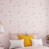 Dense Flower Pattern Wallpaper Roll Non-Pasted Wall Covering, 57.1 sq ft., Natural Color Light Pink