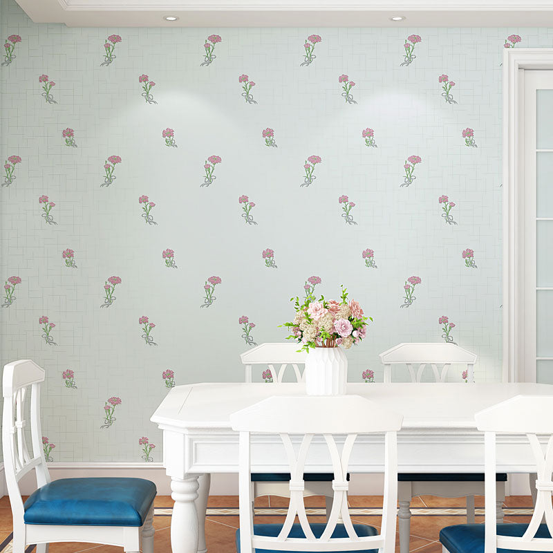 Coffee Shop and Bedroom Wallpaper with Pastel Color Tiny Flower Design, 31'L x 20.5"W, Non-Pasted Light Blue Clearhalo 'Country wall decor' 'Rustic' 'Wallpaper' Wall Decor' 926957