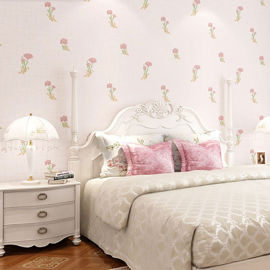 Coffee Shop and Bedroom Wallpaper with Pastel Color Tiny Flower Design, 31'L x 20.5"W, Non-Pasted Light Pink Clearhalo 'Country wall decor' 'Rustic' 'Wallpaper' Wall Decor' 926963