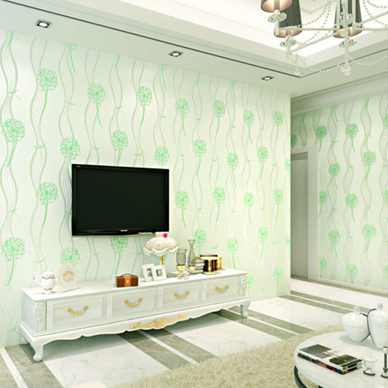 Non-Pasted Wallpaper Roll 31 ft. x 20.5 in Countryside Dandelion and Stem Wall Decor for Accent Wall Green Clearhalo 'Country wall decor' 'Rustic' 'Wallpaper' Wall Decor' 926972