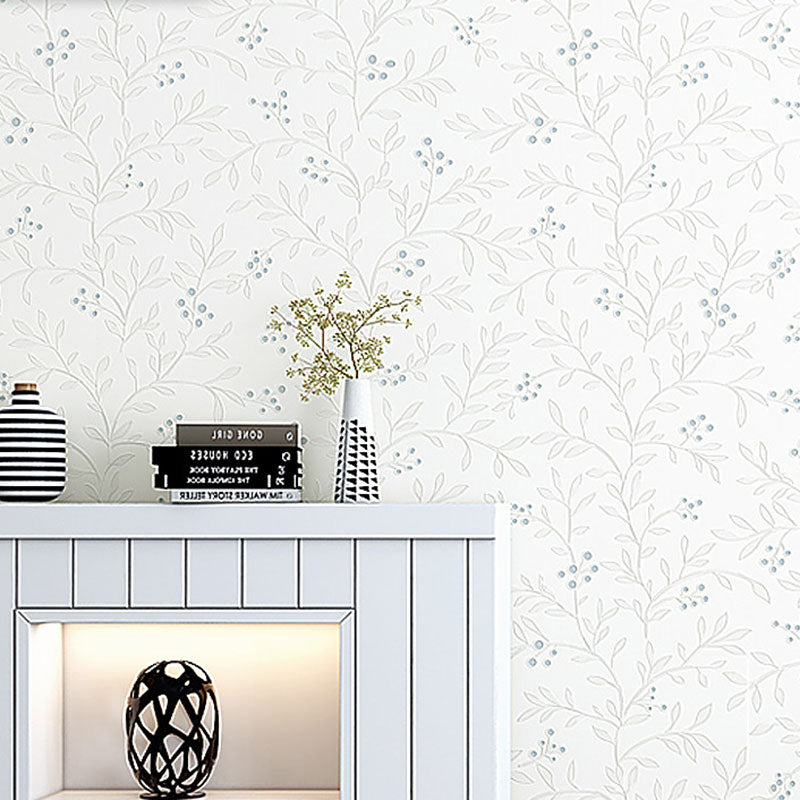 Non-Woven 20.5"W x 31'L Wall Decor Fresh Non-Pasted Dense Flower Pattern Wallpaper Roll White Clearhalo 'Country wall decor' 'Rustic' 'Wallpaper' Wall Decor' 926994