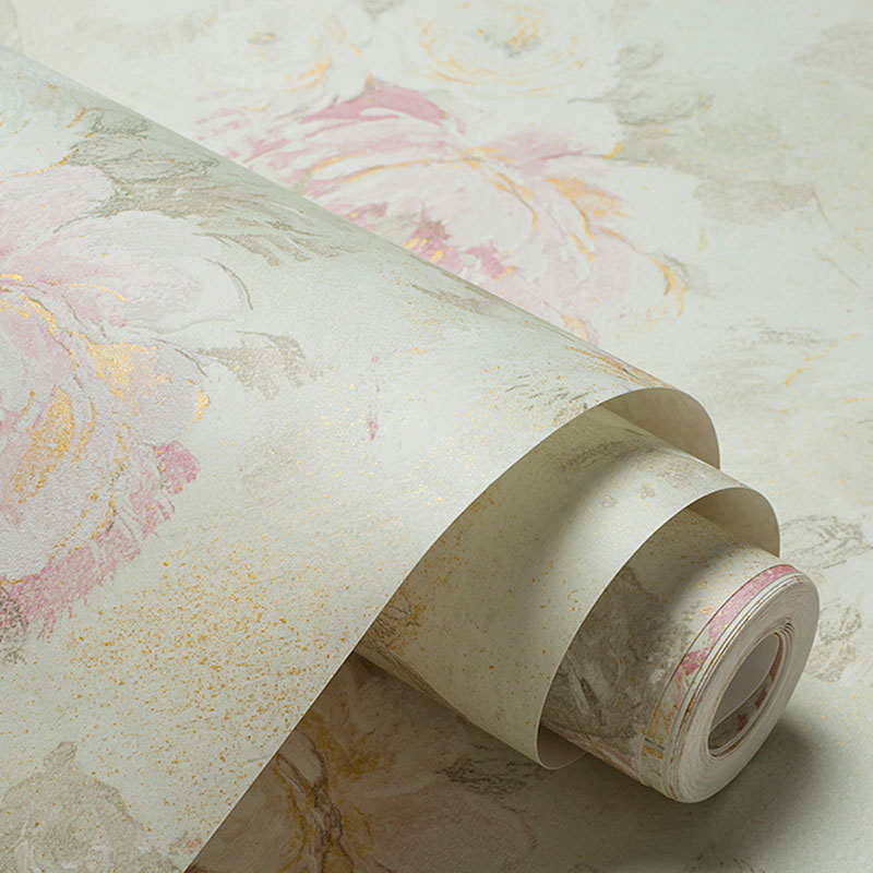 Decorative Non-Pasted Wallpaper Blossoming Garden Flower Non-wove Wall Decor in Soft Color Clearhalo 'Country wall decor' 'Rustic' 'Wallpaper' Wall Decor' 927011