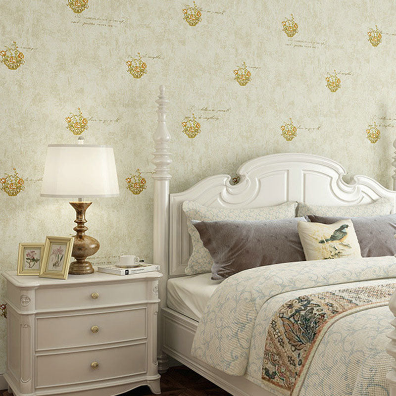 33' x 20.5" Wallpaper Roll Embossed Blossoms Wall Covering, Non-Pasted Light Beige Clearhalo 'Country wall decor' 'Rustic' 'Wallpaper' Wall Decor' 927035