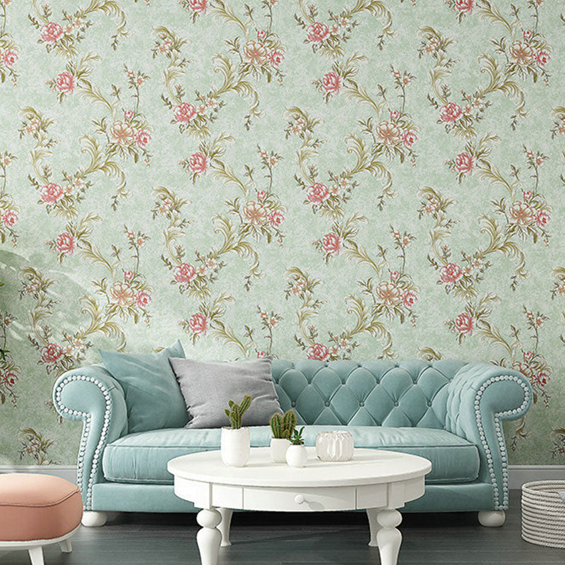 Elegant Wall Covering Blossoming Magnolia Non-Pasted Wallpaper Roll, 57.1 sq ft. Light Green Clearhalo 'Country wall decor' 'Rustic' 'Wallpaper' Wall Decor' 927064