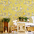 Non-Pasted Wallpaper Roll with Bird and Flower Design for Coffee Shop, 33'L x 20.5"W Yellow Clearhalo 'Country wall decor' 'Rustic' 'Wallpaper' Wall Decor' 927088