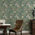 Natural Color Dense Flower Wallpaper 20.5"W x 33'L Non-Pasted Stain-Resistant Wall Covering Blackish Green Clearhalo 'Country wall decor' 'Rustic' 'Wallpaper' Wall Decor' 927177