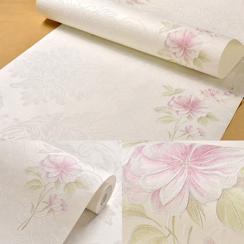 Wedding Room Wallpaper Roll with Pastel Color Garden Flower Pattern, 20.5"W x 31'L, Non-Pasted Clearhalo 'Country wall decor' 'Rustic' 'Wallpaper' Wall Decor' 927209