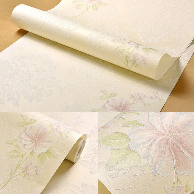Wedding Room Wallpaper Roll with Pastel Color Garden Flower Pattern, 20.5"W x 31'L, Non-Pasted Clearhalo 'Country wall decor' 'Rustic' 'Wallpaper' Wall Decor' 927212