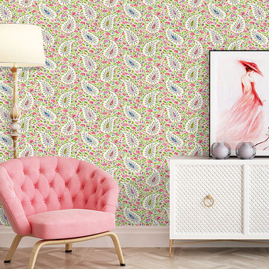 Guest Room Wallpaper Contemporary Multicolored Dense Flower Pattern Wall Decor, Non-Pasted Pink Clearhalo 'Country wall decor' 'Rustic' 'Wallpaper' Wall Decor' 927268